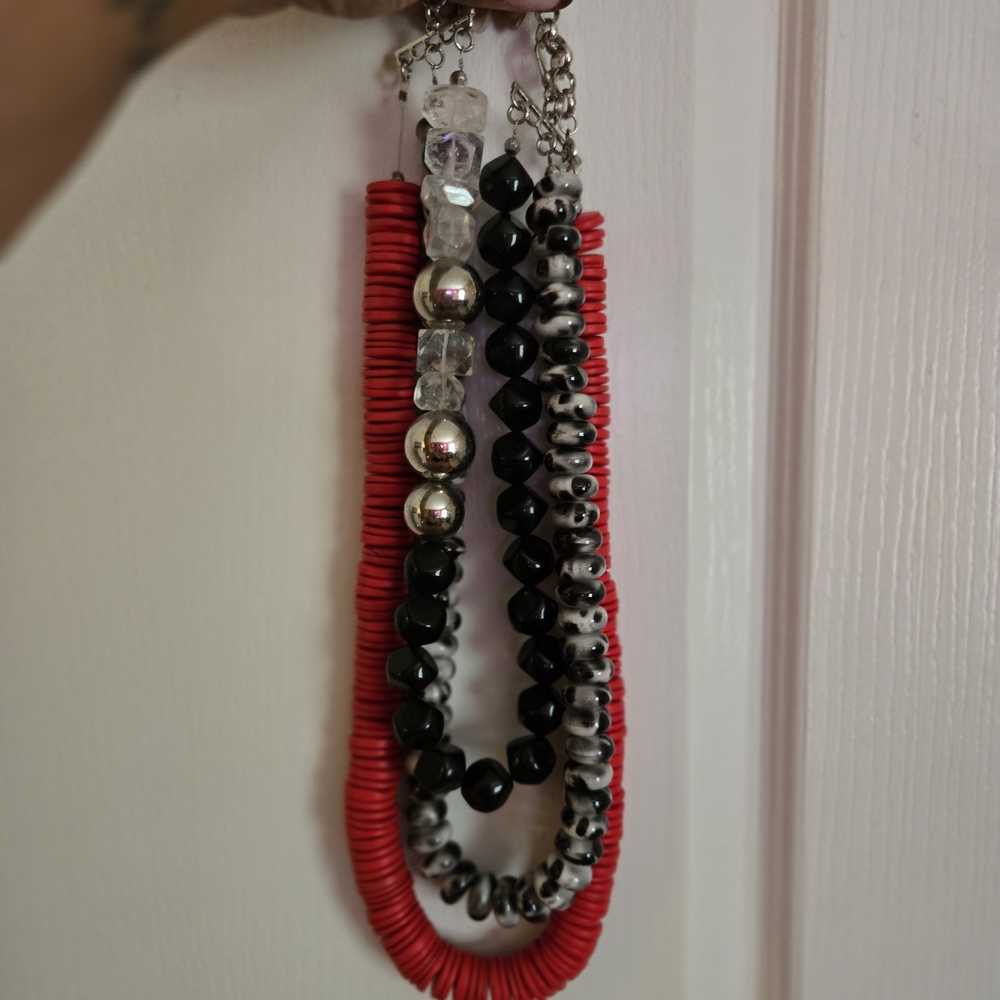 Sassy Jones Red and Black Multi-Strand Necklace